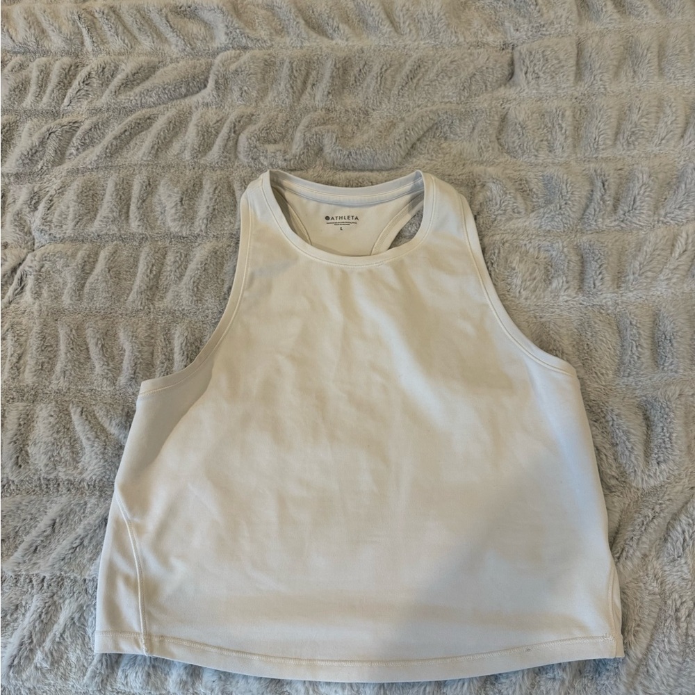 Athleta off white Sleeveless Boxy Crop Tank Top
